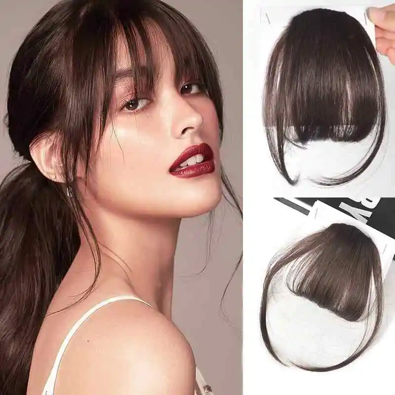 

100% Human Hair Bangs Golden Blonde Bang Wigs Hair Clip in Bangs Fake Fringe with Temples Hairpiece for Women Clip on Air Bang