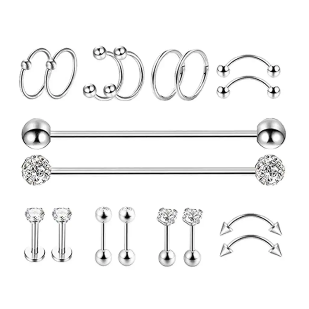 9 Pairs Stainless Jewelry Piercings Set Earring Hoops, Different Types