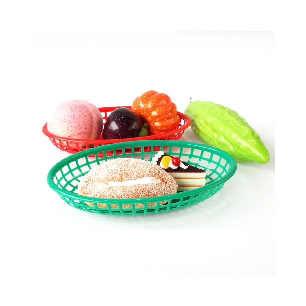 12Pcs Plastic French Fries Basket Boat-Shaped Food Basket Fruit Snacks Tray Fast Food Serving Plate French Fries Serving Tray