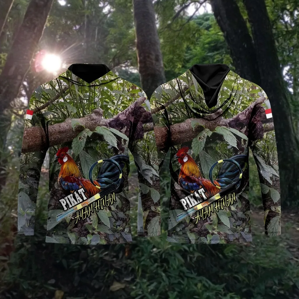 Men’s Forest Camo Hunting Hoodie Bird Graphic Long Sleeve Hoodies Outdoor Fishing Hiking Camouflage Performance Pullover Top