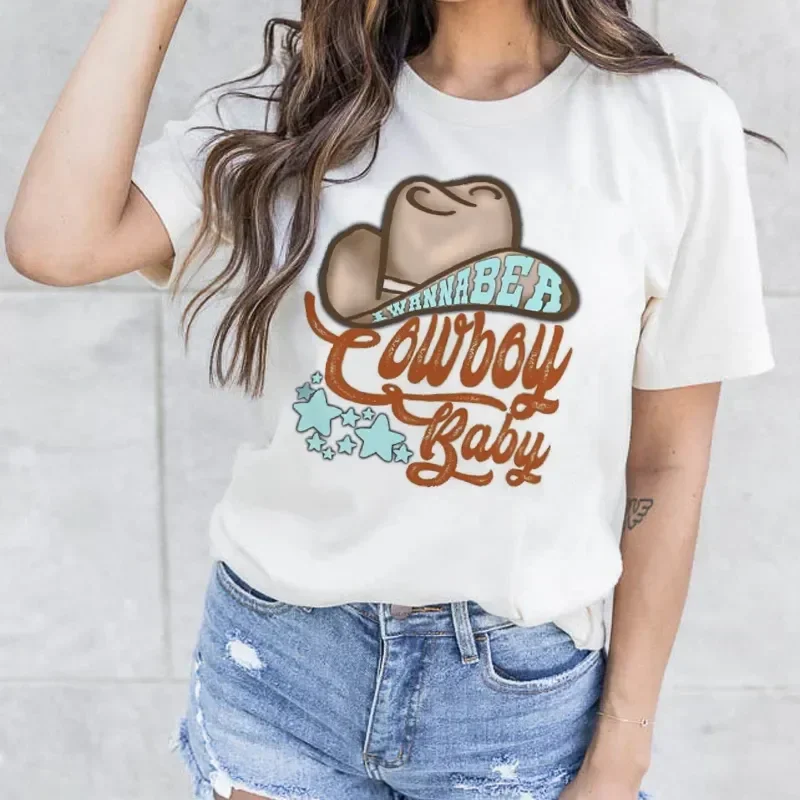 Retro Rodeo Western Graphic Tees I Wanna Be A Cowboy Baby Country Music T Shirt Women Vintage Boho T-Shirts Tops Cowgirl Outfits