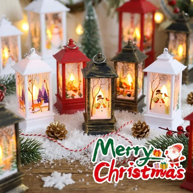 1-4PCS Christmas Lantern LED Vintage Warm Light Hanging Night Lamp for Holiday Party New Year Gift Home Table Decoration Decor