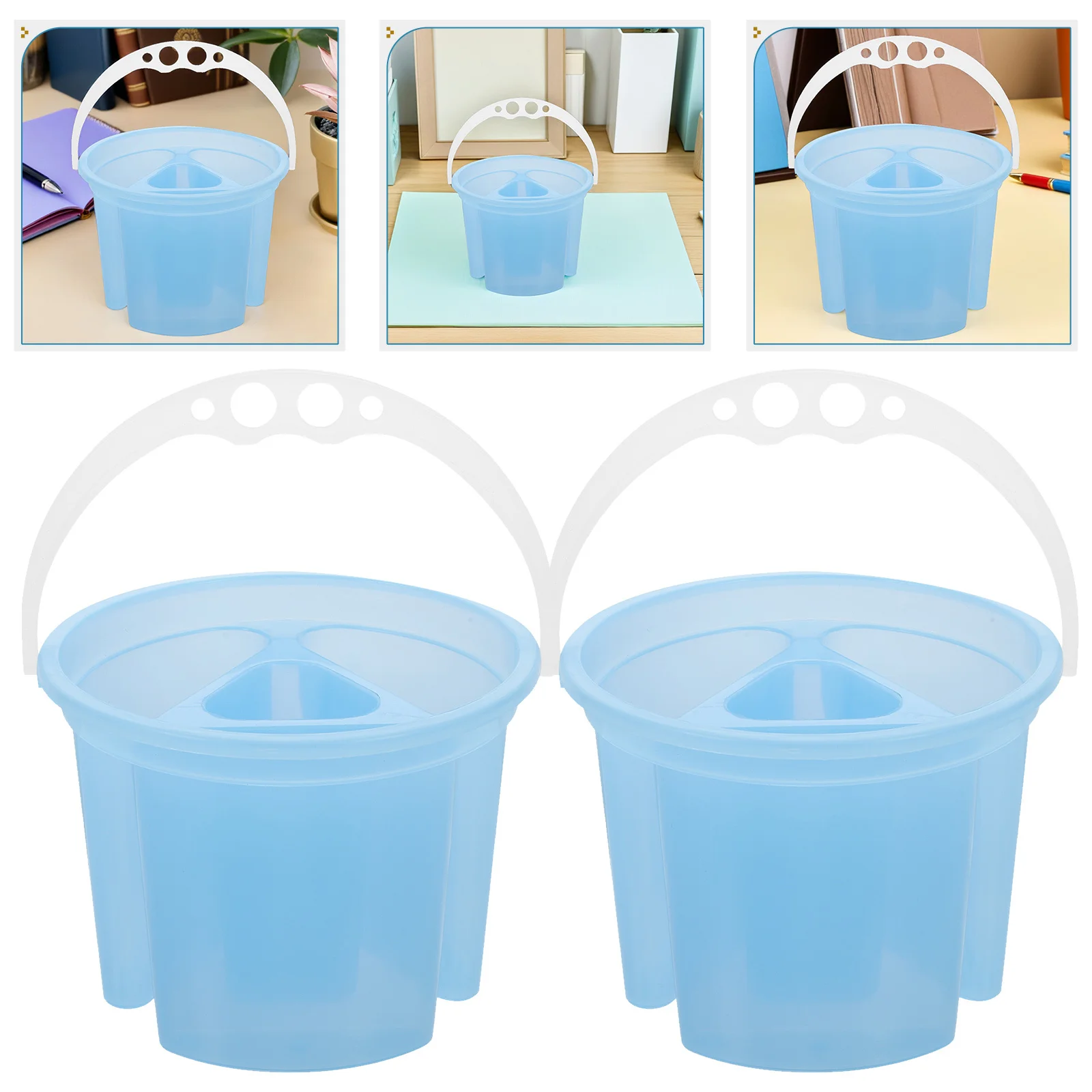 

3Pcs Plastic Paint Brush Cleaner Bucket Wide Mouth Portable Art Cleaning Container for Watercolor Oil Painting Supplies Brush