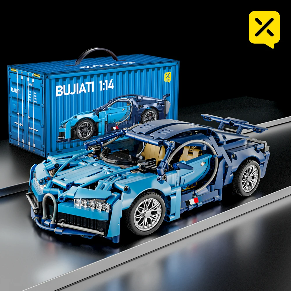 1:14 Blue Bugatti Car 1144PCS Building Blocks and Toy Construction Model Set for Kids Adults Christmas Easter Or Halloween Gift