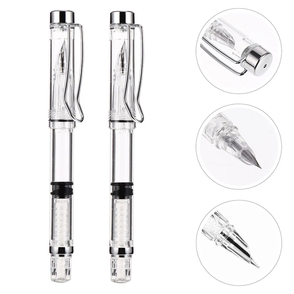

4Pcs Transparent Fountain Pen for Calligraphy Practice Smooth Ink Flow Comfortable Grip Writing Pen Students Handwriting
