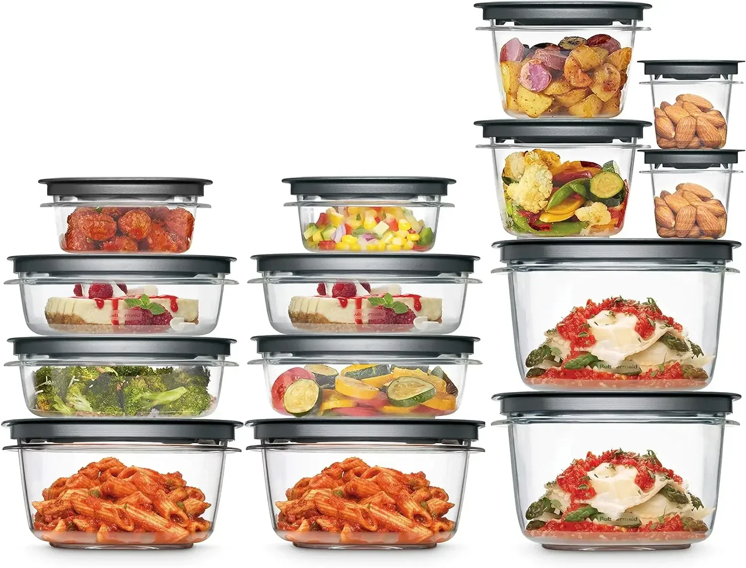 

28-Piece Clear/Grey Food Storage Containers, Premium Snap Bases, and Various Size Lids, Perfect for Meal Prep, Leftovers