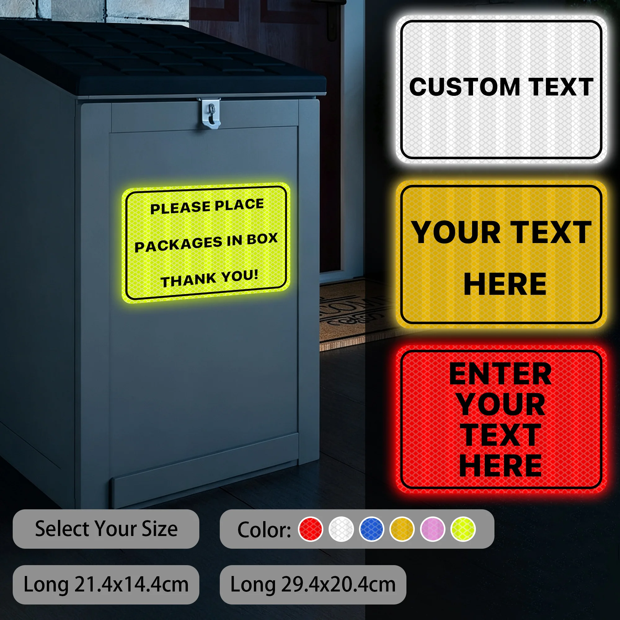 1PC Custom Reflective Warning Text Stickers Durable Waterproof Self Adhesive Safety Signs for Package Box Glass Wall Home Office