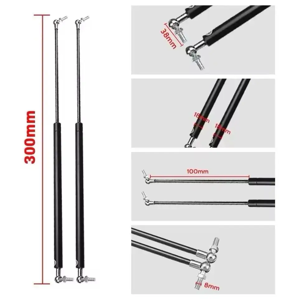 2x Rod Gas Spring Folding Hinge 300N/400N/600N/800N/1100N/1200N Force Lift Support Hole Center Distance 300mm-600mm