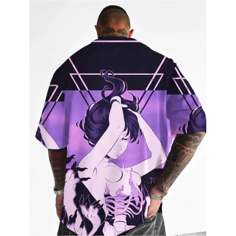 Hot Selling Fashion Anime Girl 3D Printed Men's T-shirt Oversized Hip-hop Trend Loose Casual Street Round Neck Clothing T-shirt