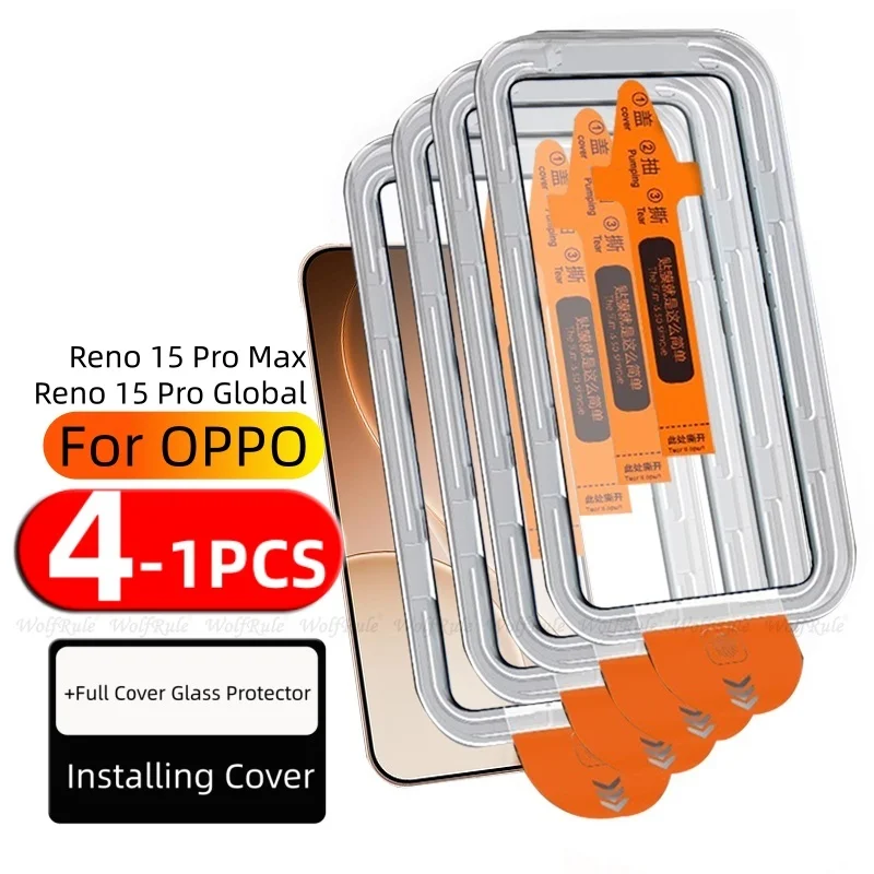 

4/3/2/1 шт. для Reno 15 Pro, стекло OPPO Reno 15 Pro Max, закаленное стекло 9H HD, полное покрытие, без пыли, для защиты экрана Reno 15 Pro