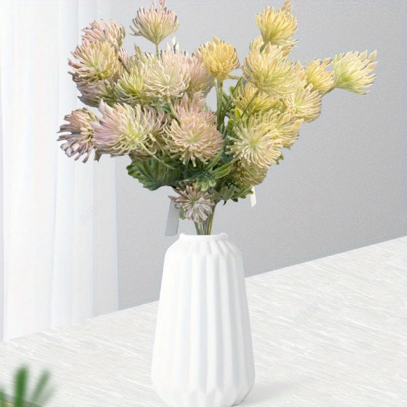 زهرة مقلدة واحدة، بلاستيك، زهرة ميموزا المقلدة، زهرة الزفاف، ديكور الفندق والمطاعم، نباتات خضراء، زهرة وهمية