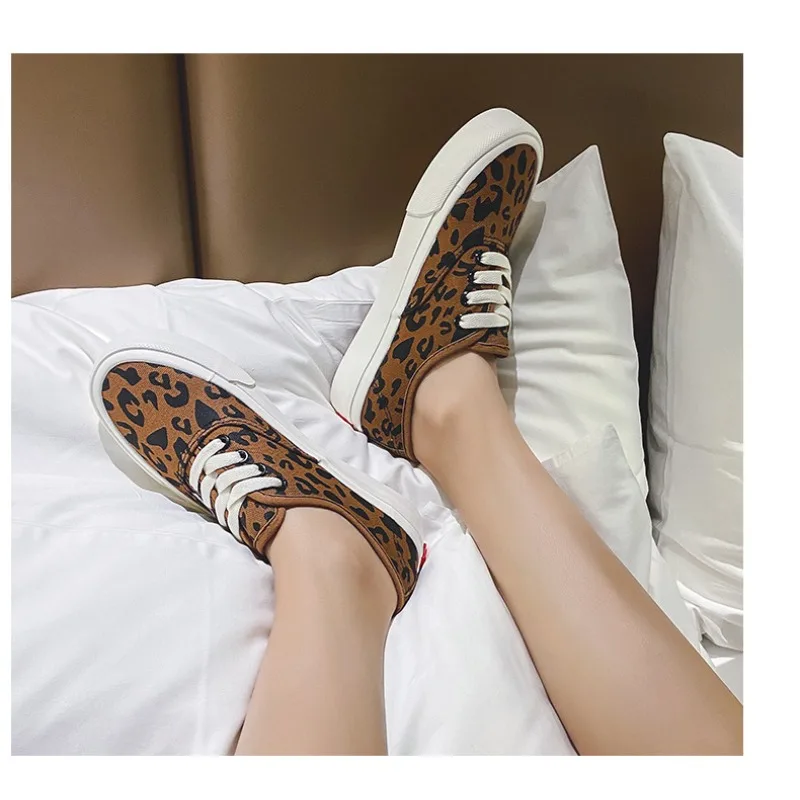 Superone Leopard Print Canvas Women Shoes Casual Skate Sneakers Shallow Platform Vulcanized Shoes Female Zapatillas De Deporte