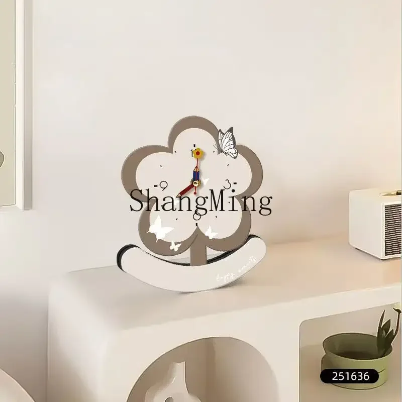 

CL modern simple medieval style desktop clock pendulum TV cabinet bedside crystal porcelain surface flower clock
