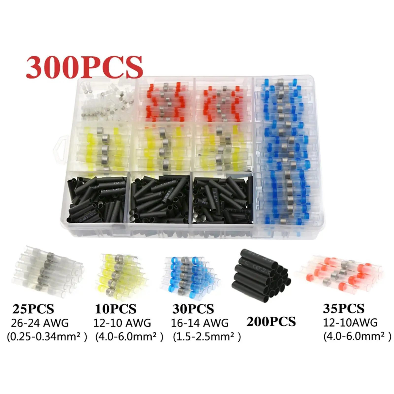 500/300/350/400/600/800PCS Wire Connectors Butt Electrical Wire Terminals Insulated DIY Projects with Heating Shrink Tube 2:1