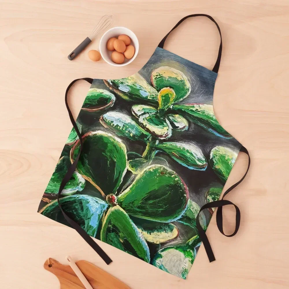 

Jade Plant Palette Knife Painting Apron cookings for women For Nail Stylist Apron