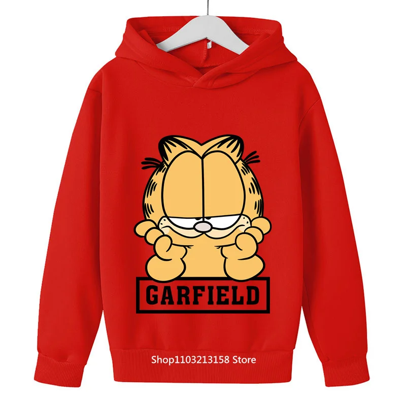 

Кавайная одежда Garfield, Детская осенняя Толстовка Garfield, свитшот с принтом, детские пуловеры с капюшоном