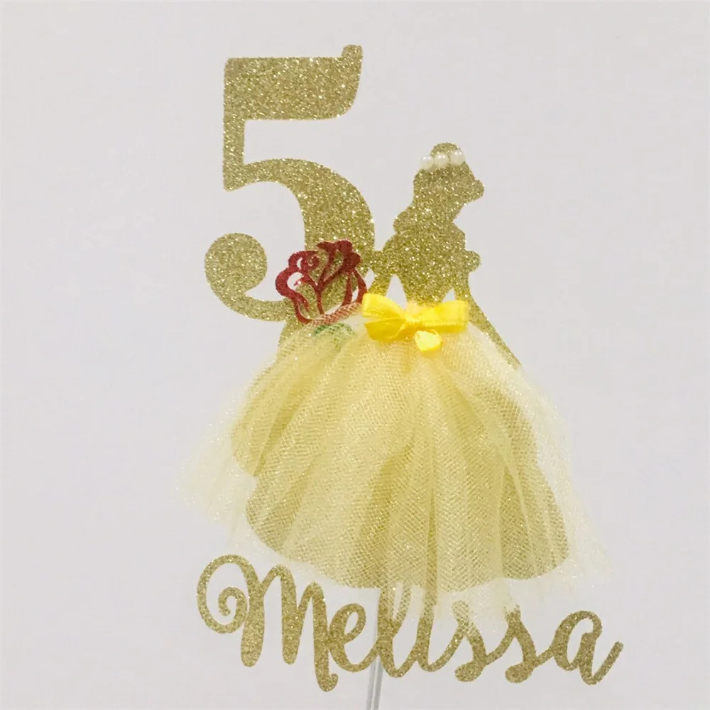 Princess Glitter Cake topper, beauty and beast cake topper, personalized cake topper, personalized cake topper