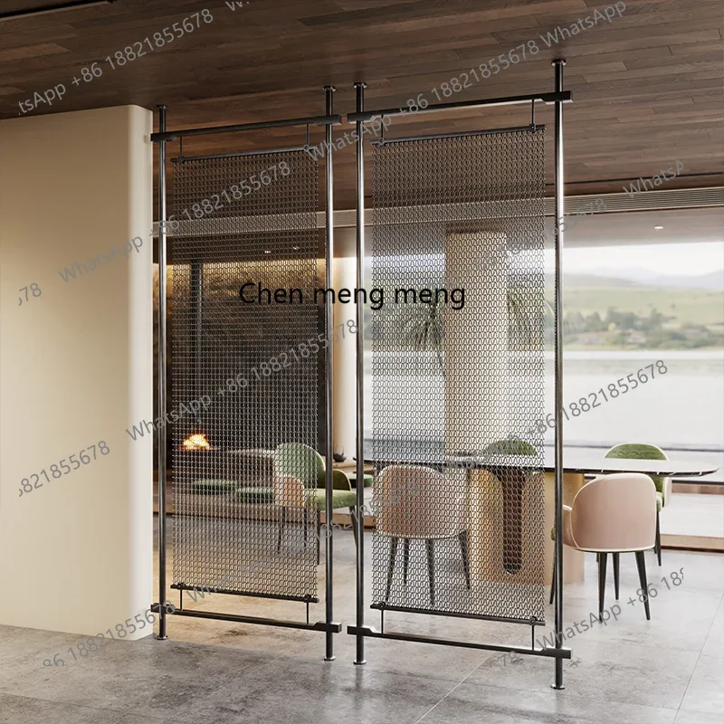 E153 Stainless steel metal mesh screen partition living room home hotel flower grid hollow decorative wall