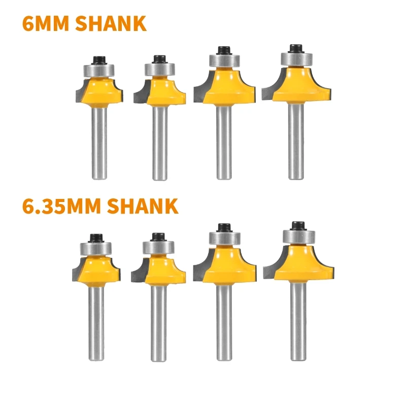 YUSUN 6MM 6.35MM Shank Corner Round Over Router Bit Woodworking Milling Cutter For Wood Face Mill