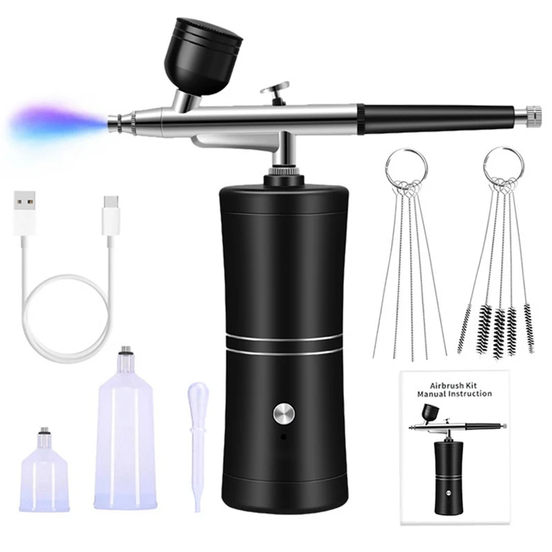 Airbrush Kit With Compressor Rechargeable Cordless Non-Clogging High-Pressure Airbrush Set For Nail Art Makeup Painting Durable