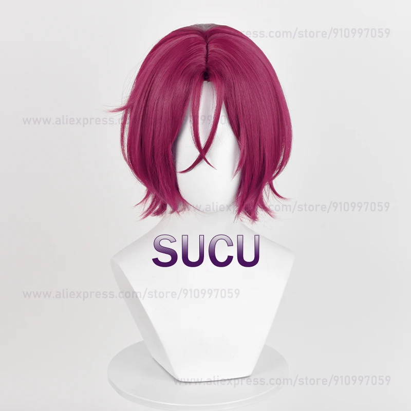 อะนิเมะฟรี! Rin Matsuoka วิกผมคอสเพลย์ชายสั้น33ซม. ทนความร้อนวิกปาร์ตี้ฮาโลวีน + ตาข่ายคลุมผมสำหรับใส่วิก