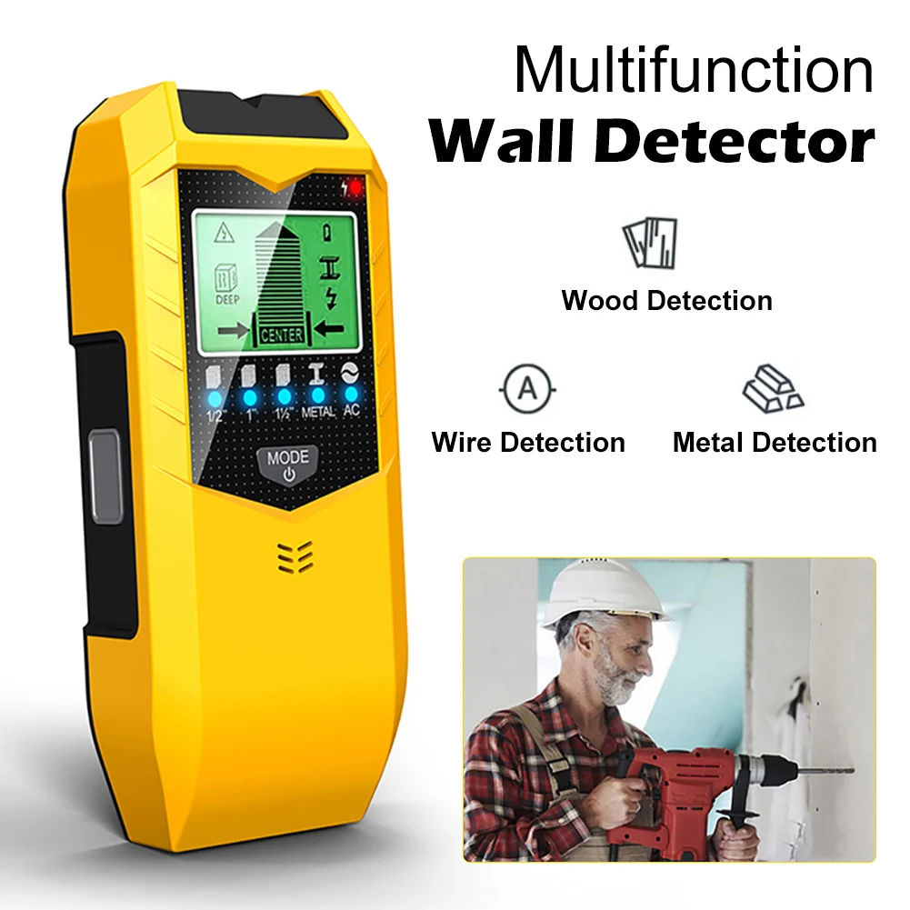 

SH402 Wall Stud Detector Sensor Wall Scanner 5 in 1 LCD Electronic Detector Edge Center Wood Current Metal AC Live Detection