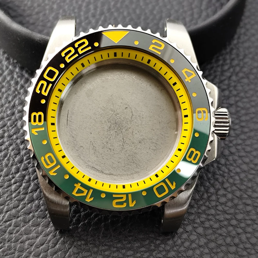 NH35 High-quality 40.5mm Silvery GMT Have Chapter Ring Steel Case Fit NH34 NH35 NH36 Movement Sapphire Glass Watch Box image 3