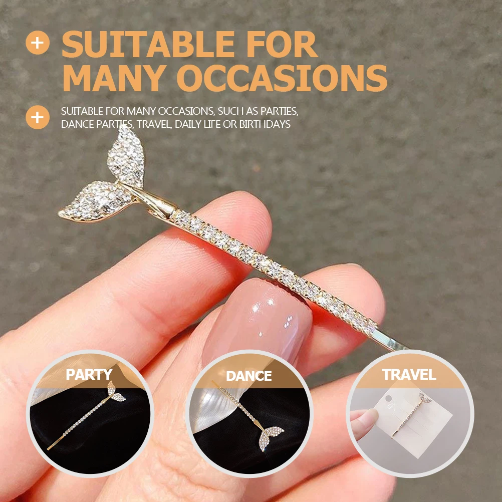 

4pcs Rhinestones Hair Clips Girls Side Hairpin Elegant Decorative Hair Accessory For All-Match Hairstyle Premium Shiny Lady