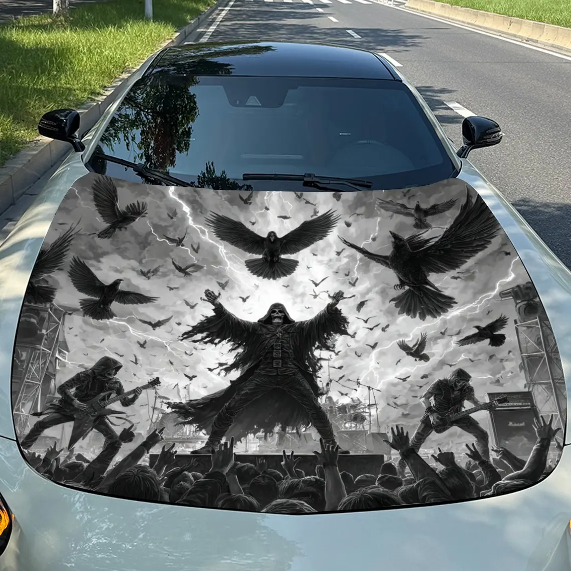 

Thunder Rock Reaper Stage Feast Car Vinyl Wrap, PVC Material Waterproof Car Hood Sticker, Self-Adhesive Scratch-Resistant Sticke