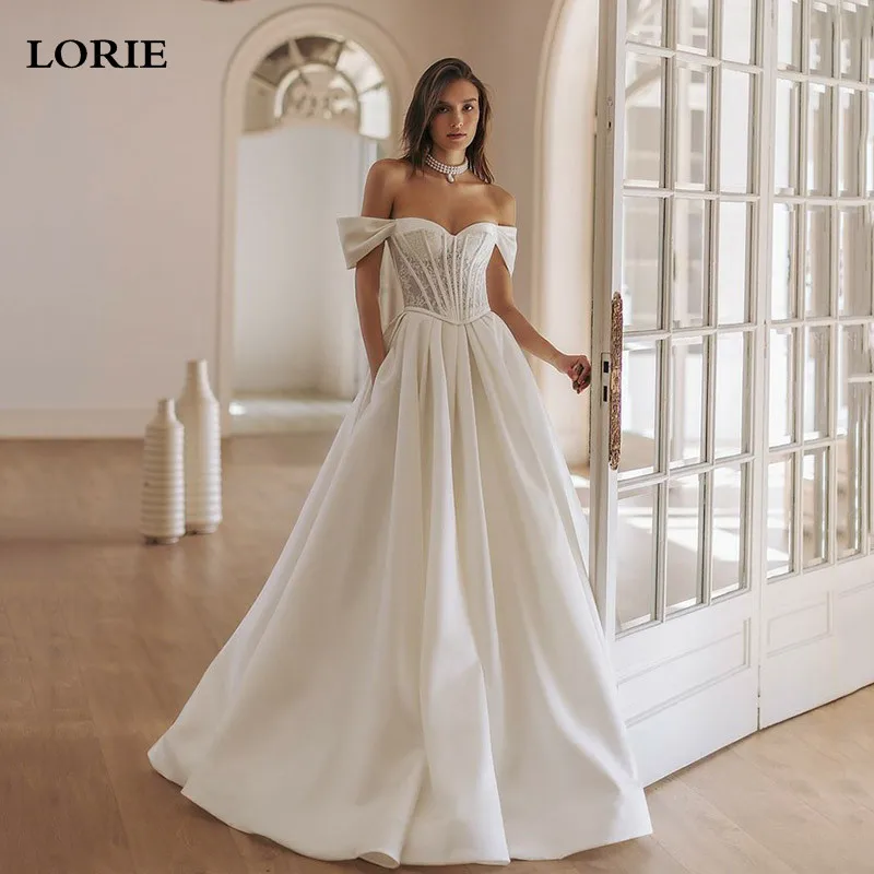 

LORIE Corset Lace Wedding Dress A Line Princess Bride Dress With Pockets Princess Women Wedding Party Gowns 2024