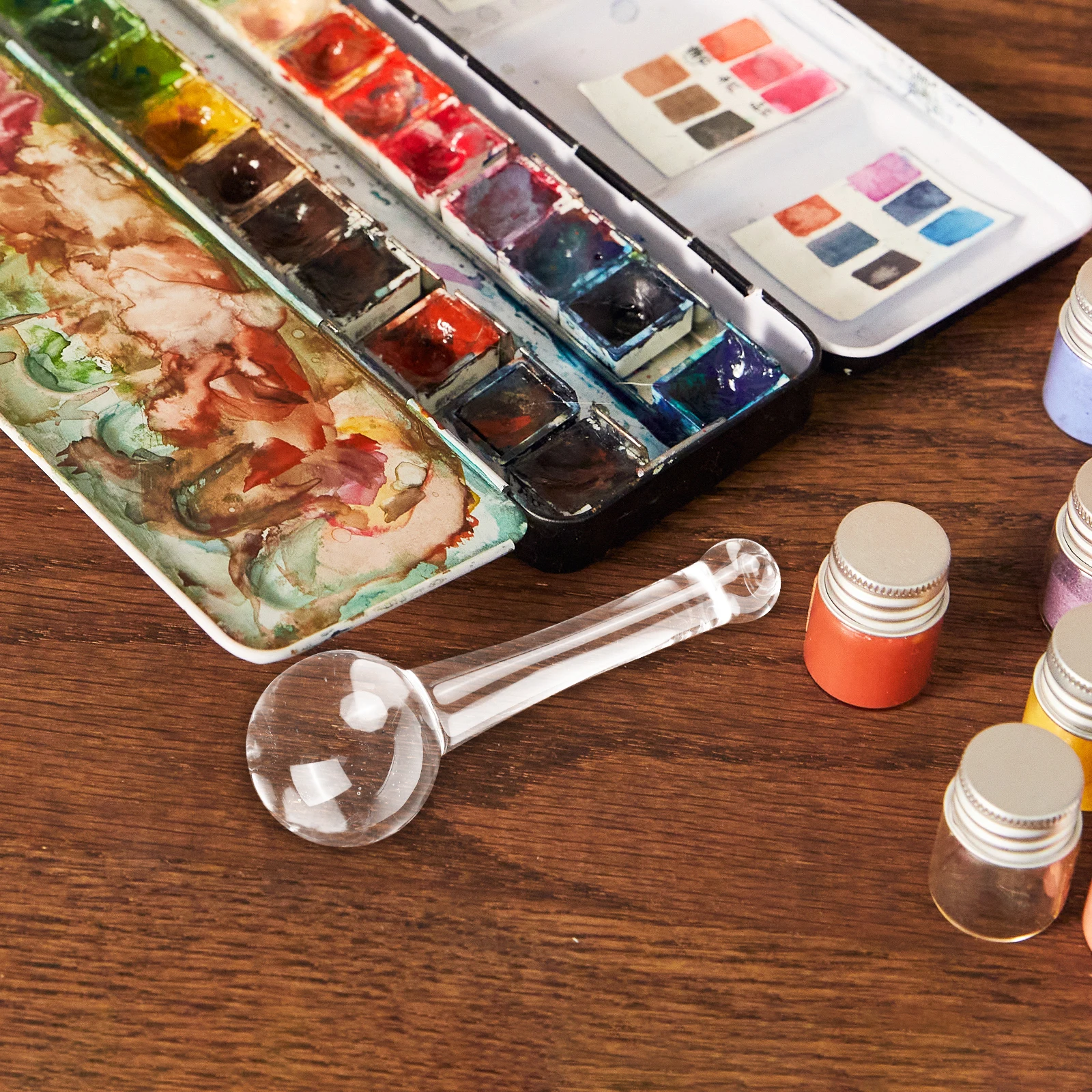 

Pigment Grinding Pestle Glass Grinding Rod Ergonomic Handle Portable for Oil Painting Watercolor Paint Manual Paint Grind Rod