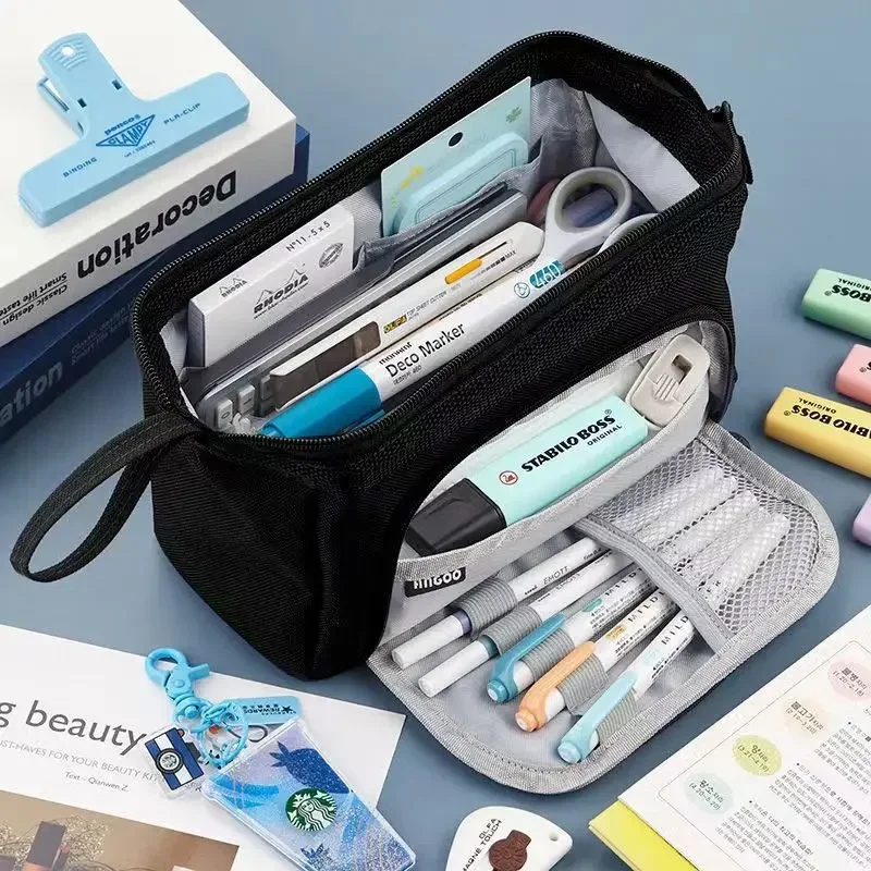 grande capacidade escola estojo de lapis para criancas pen bolsa estudante lapis cases cosmetic bolsa organizador estacionario material de escritorio meninos meninas 01