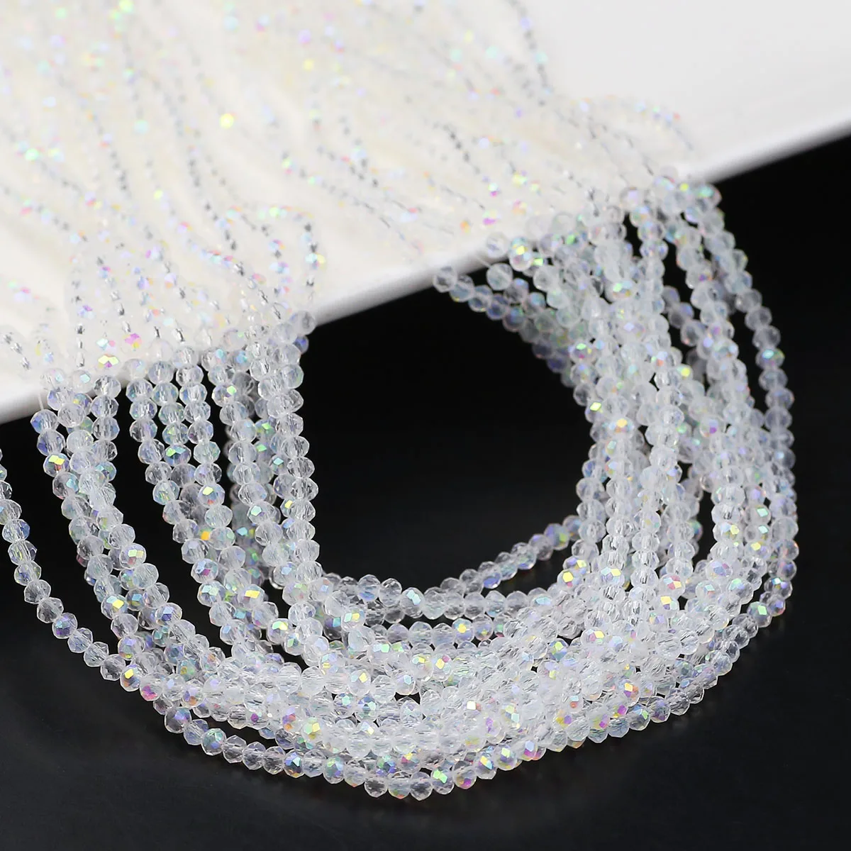 Facettierte flache runde Glasperlen, weißer AB-Kristall, lose Distanzperlen, 2,5 mm, für DIY-Schmuckherstellung, Halsketten, Armbänder, Zubehör