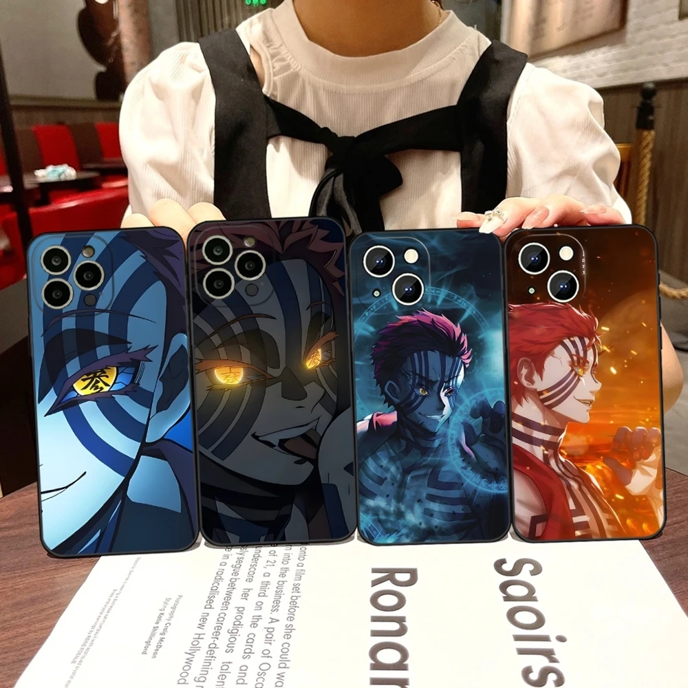 D-Demon S-Slayer Akaza Phone Case for iphone 15 Pro Max 14 Pro Max 12 13 Mini 11 Xr X Xs 8 7 Plus Silicone Back Cover