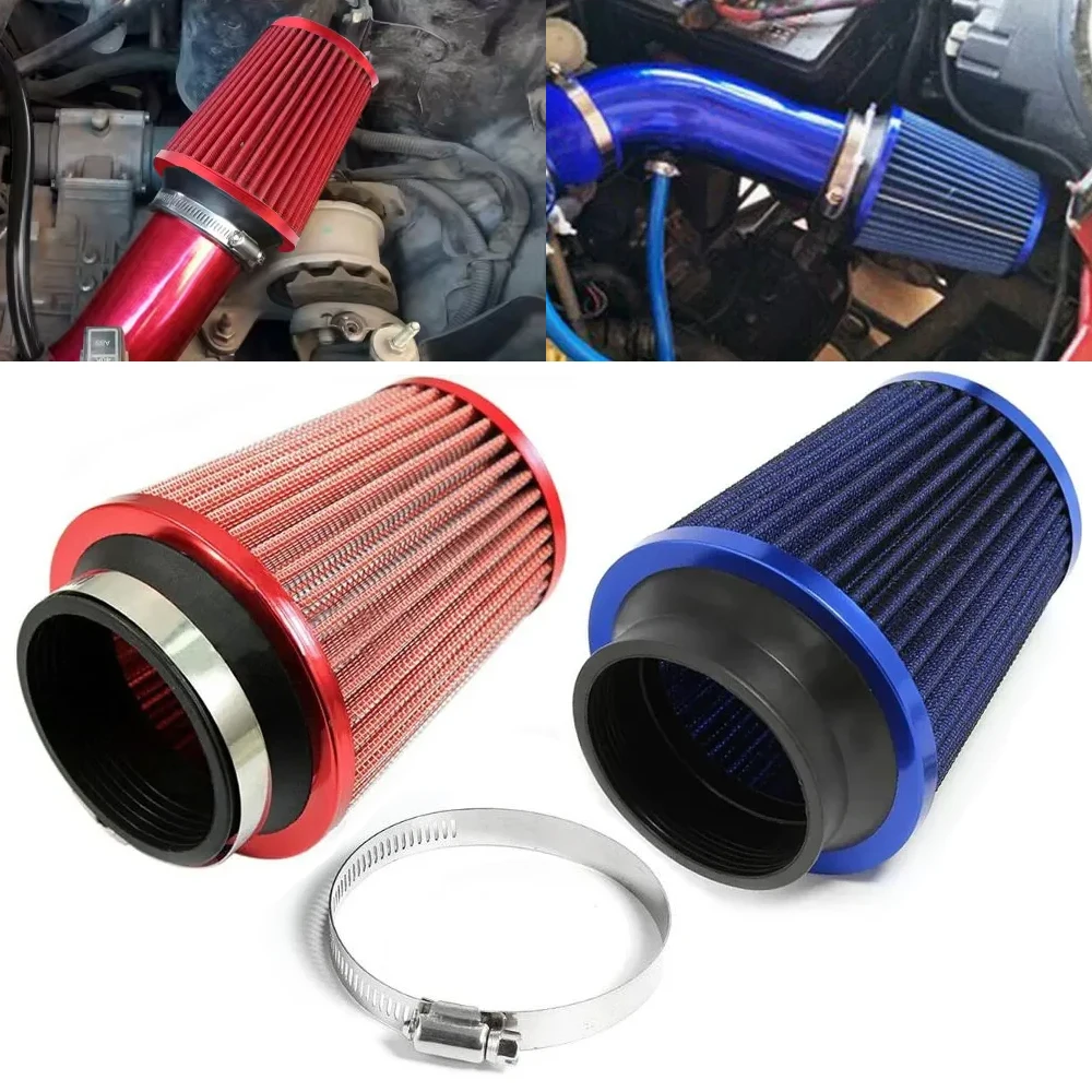 76mm 3 inch High Flow Cold Air Intake Rounds Cone Replacement Air Filter Clean Intake High Flow Short Dry Air Filter Induction