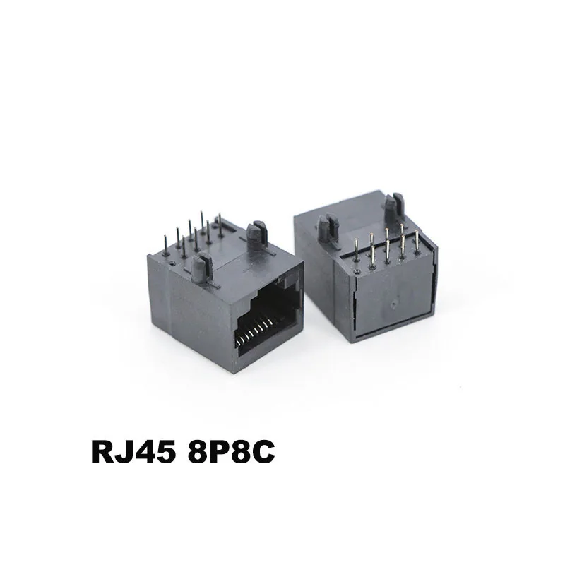 1pcs RJ45 Network Socket Female 8P8C in-line Vertical RJ45 90 Degree Full Plastic connector plug for network cable e1