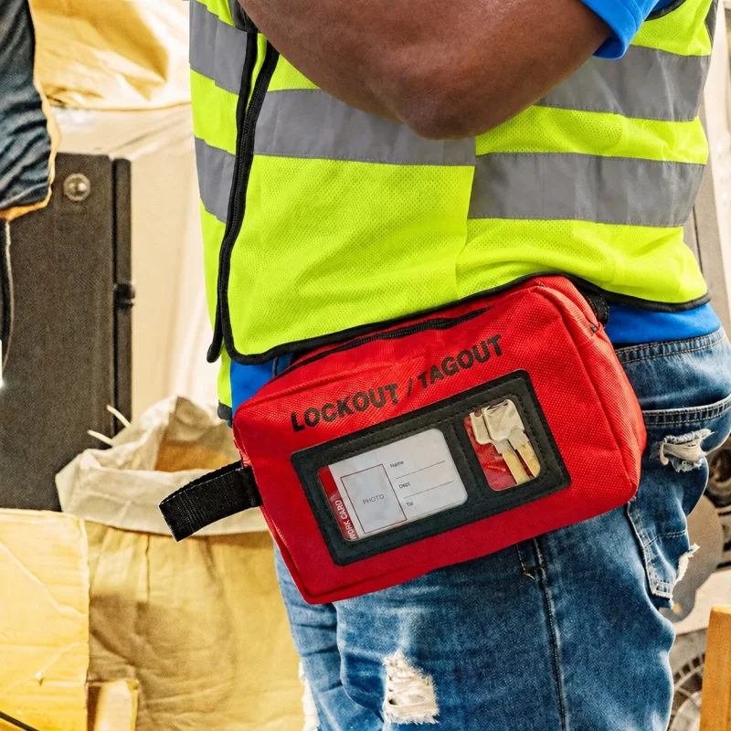BOZZYS Industrial Lockout Tagout Kit Set with 7.87 X 4.72 X 3.15 in Portable 1680D Polyester Bag, 4 Keyed Safety Padlocks, Group Lockout Hasps, Clamp-On and Mini Breaker Lockouts, Plug Lockout, 10 Warning Tags and 20 Cable Ties for Equipment Service