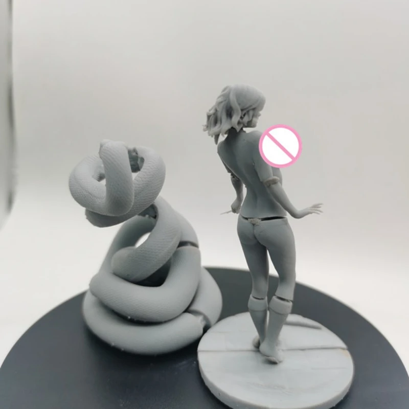 Magical Girl and Snake Resin Figure 1/24 Scale Assemble Miniatures Model Kit Unassembled Unpainted Statuettes Toys