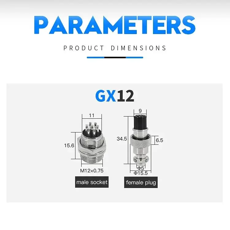VaneAims Conectores de cabos elétricos, Aviação Plug Socket, Fixação Fixa Tipo Wire Connector, Feminino e Masculino, GX12, GX16, 2 Pin, 3 Pin, 4 Pin, 5Pin