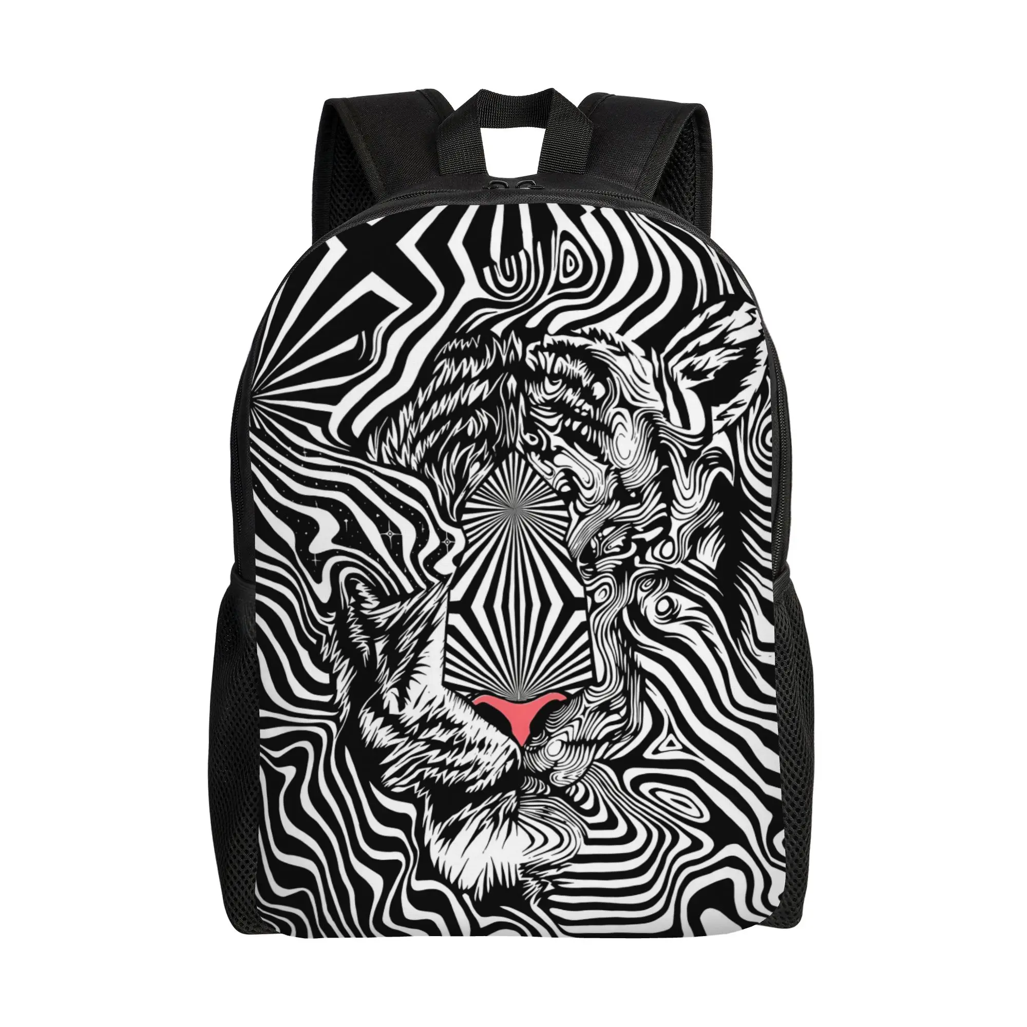 Graffiti Tiger Line Manga Backpack Student Unisex  Big Backpacks Polyester Pretty High School Bags Camping Design Rucksack