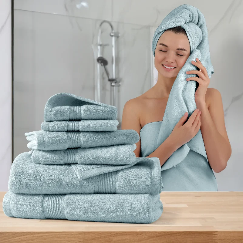 Lux Decor 6-Piece Bath Towel Set – 100% Cotton, 525 GSM, Ultra-Soft & Absorbent