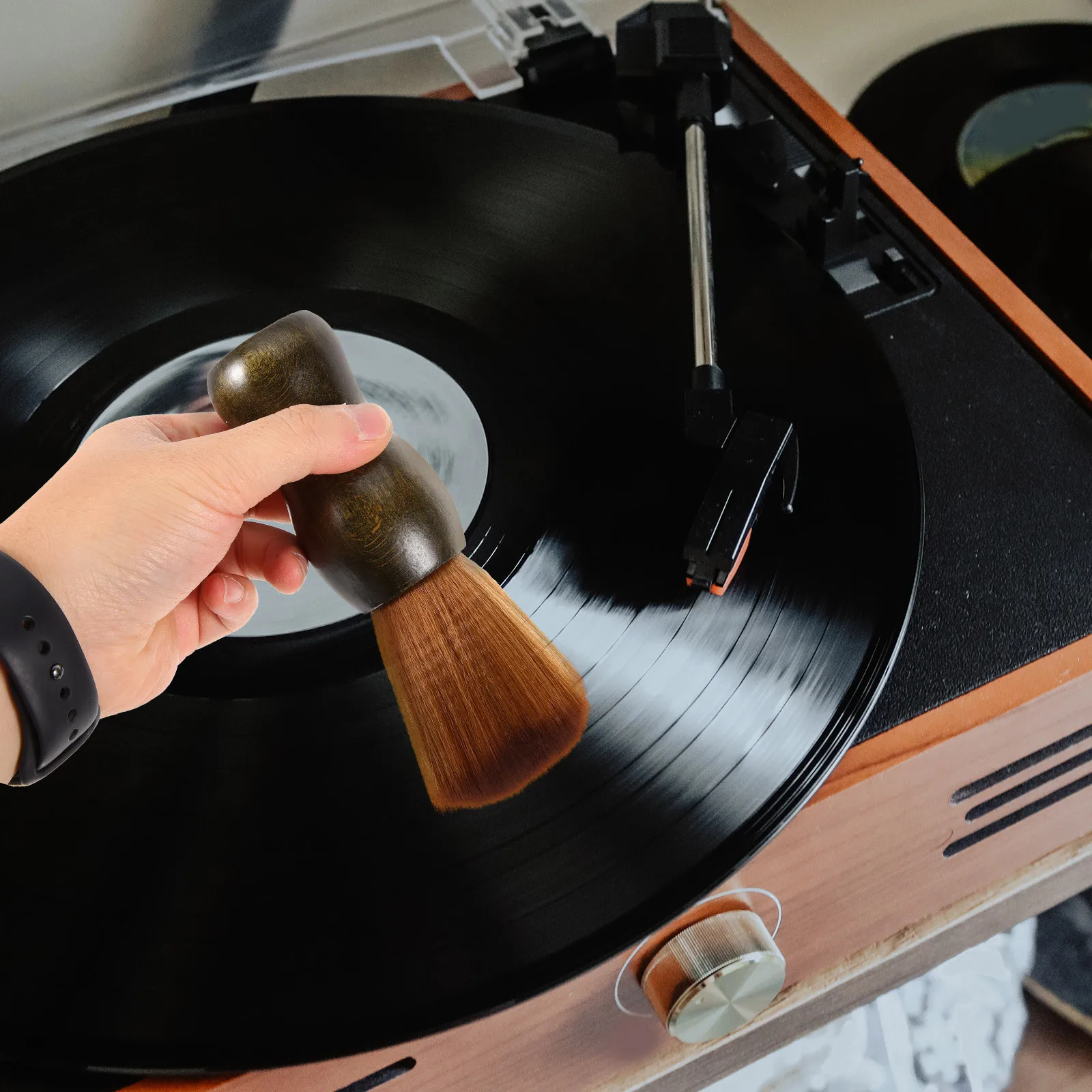 

Anti-Static Cleaning For Vinyl Records Wooden Handle Portable Clean Brush With Wooden Handle Record Clean Tool Dust Removal