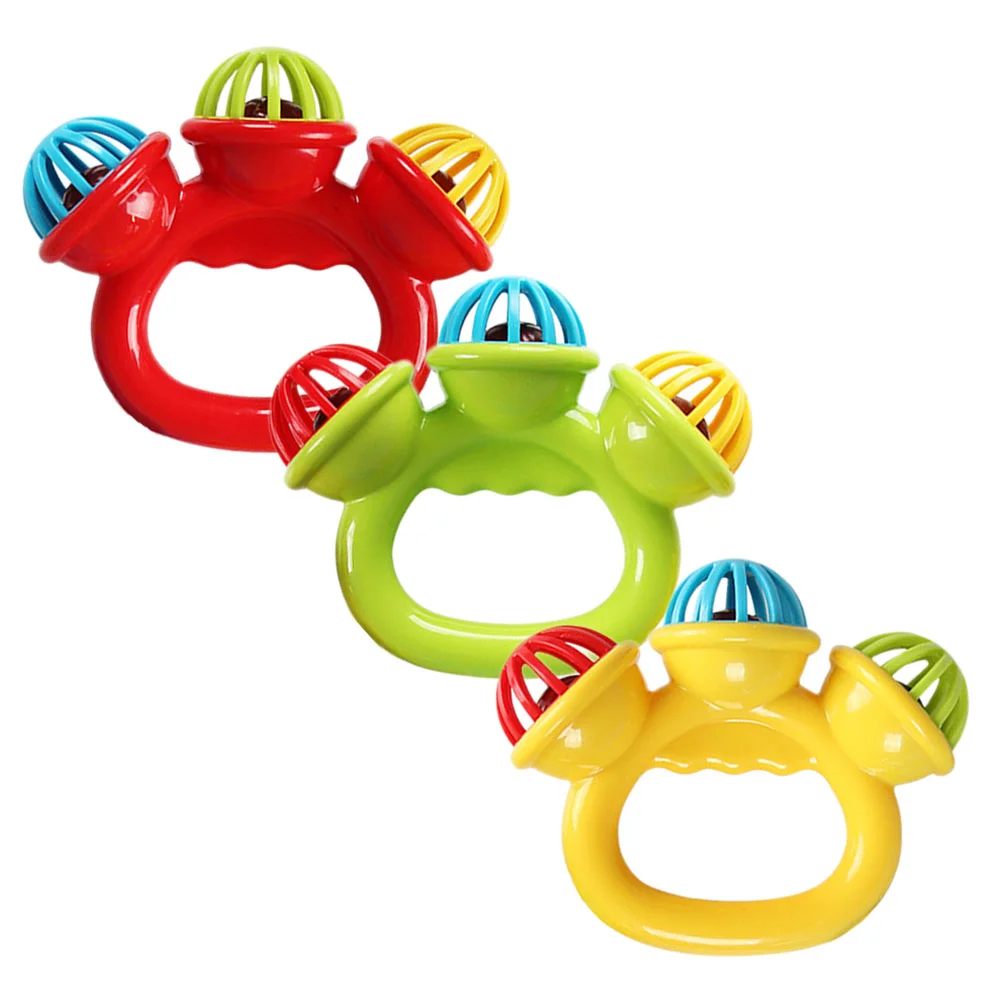 3 Pcs Soothing Toys Sleigh Bells Jingle Hand Small Tambourine Plastic Mini Percussion Toddler Music