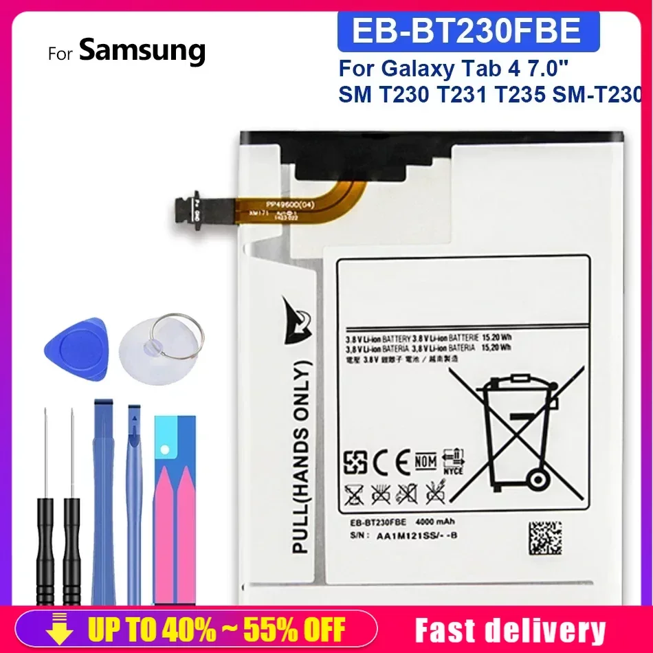 

EB-BT230FBE For SAMSUNG Tablet Battery For Samsung Galaxy Tab 4 Tab4 7.0 7.0" T230 T231 T235 SM-T230 SM-T231 SM-T235 4000mAh