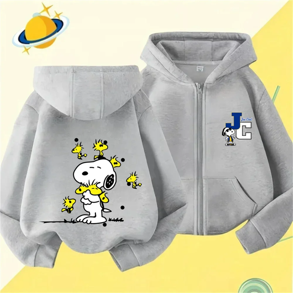 Children's Sports Brand Snoopy Hoodie Boys and Girls Fashion Outdoor Zipper Hoodie Spring and Autumn Warm Cute Printed Top