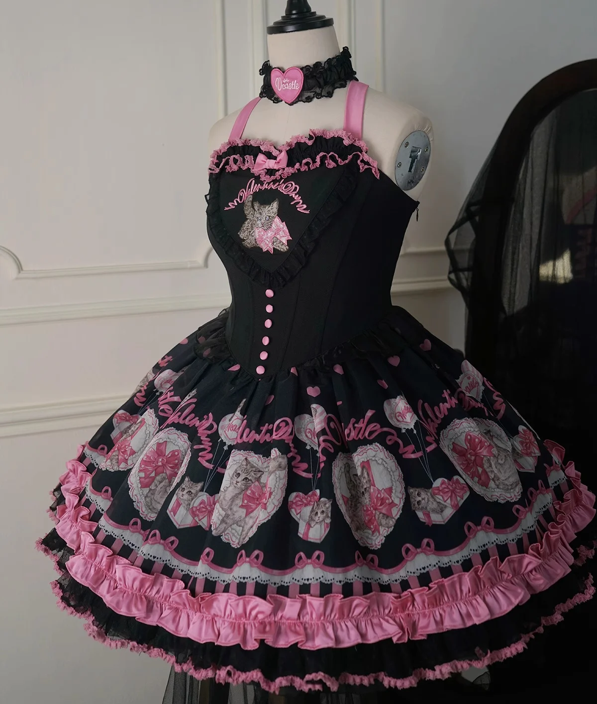 Coalfell Love Castle Original - Kitten - Organza Exquisite and Gorgeous Lolita Puff Skirt Sweet and Cute JSK Fairy Dress OP