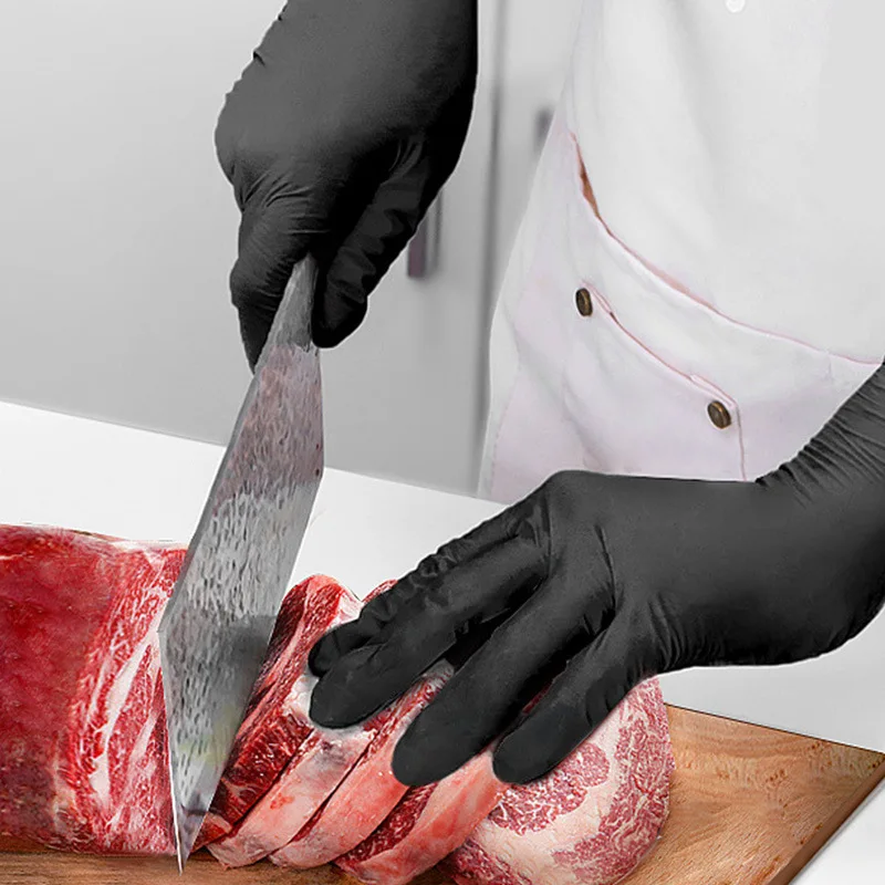 

100 шт., нитриловые прочные одноразовые перчатки для чистки, утолщенные водонепроницаемые перчатки для чистки парикмахерских, мытья посуды, татуировок