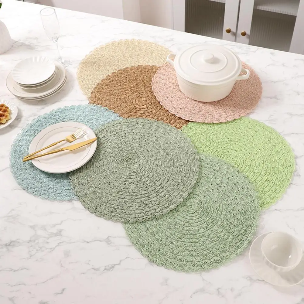Round Insulated Placemat for Dining Table,Waterproof Oil Proof Non Slip Coaster for Home Party Afternoon Tea