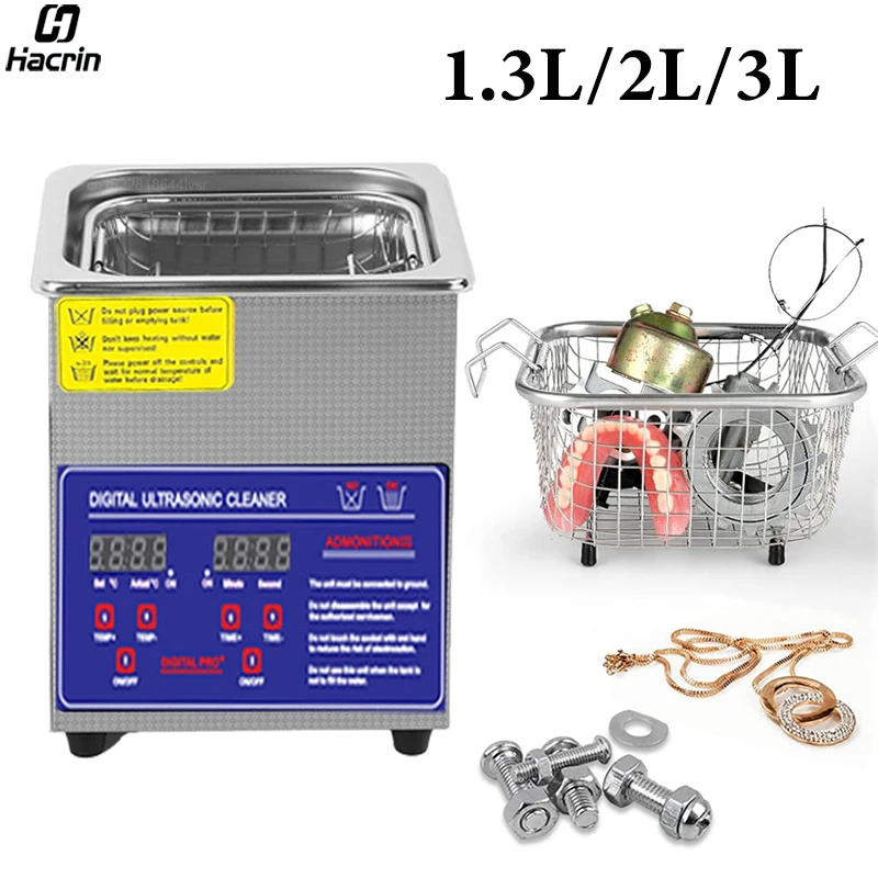 Ultrasonic Cleaner 1.3L 2L 3L Ultrasound Cleaning Machine for Glasses Jewelry Tool Parts Ultrasound Washing Bath with Heated