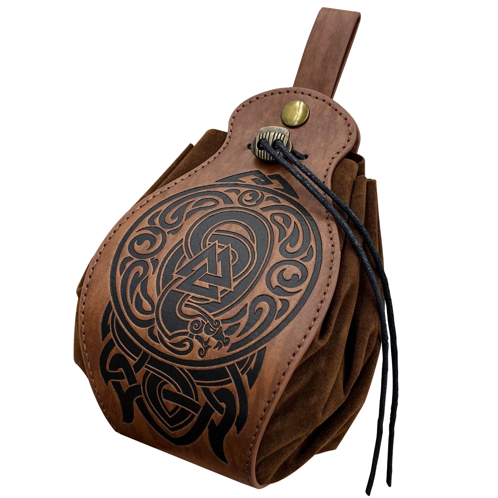 

Belt Hanging Bag Medieval Money Leather Drawstring Coin Pouch Cosplay Viking Costume Props Dragon Phoenix Wolf Totem Wallet